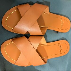 J. Crew Women's Brown Cross-Strap Sandals